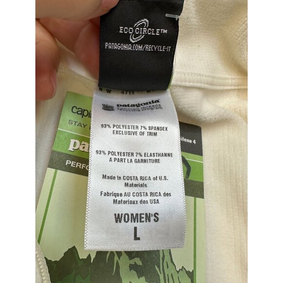 Patagonia Womens Baselayer Ivory Large 1/4 Zip Neck Performance Capilene 4 NEW - Picture 9 of 12
